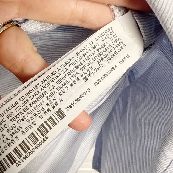 Zara top with tie knot back bow detail striped blue white Sz Small - Picture 6 of 8